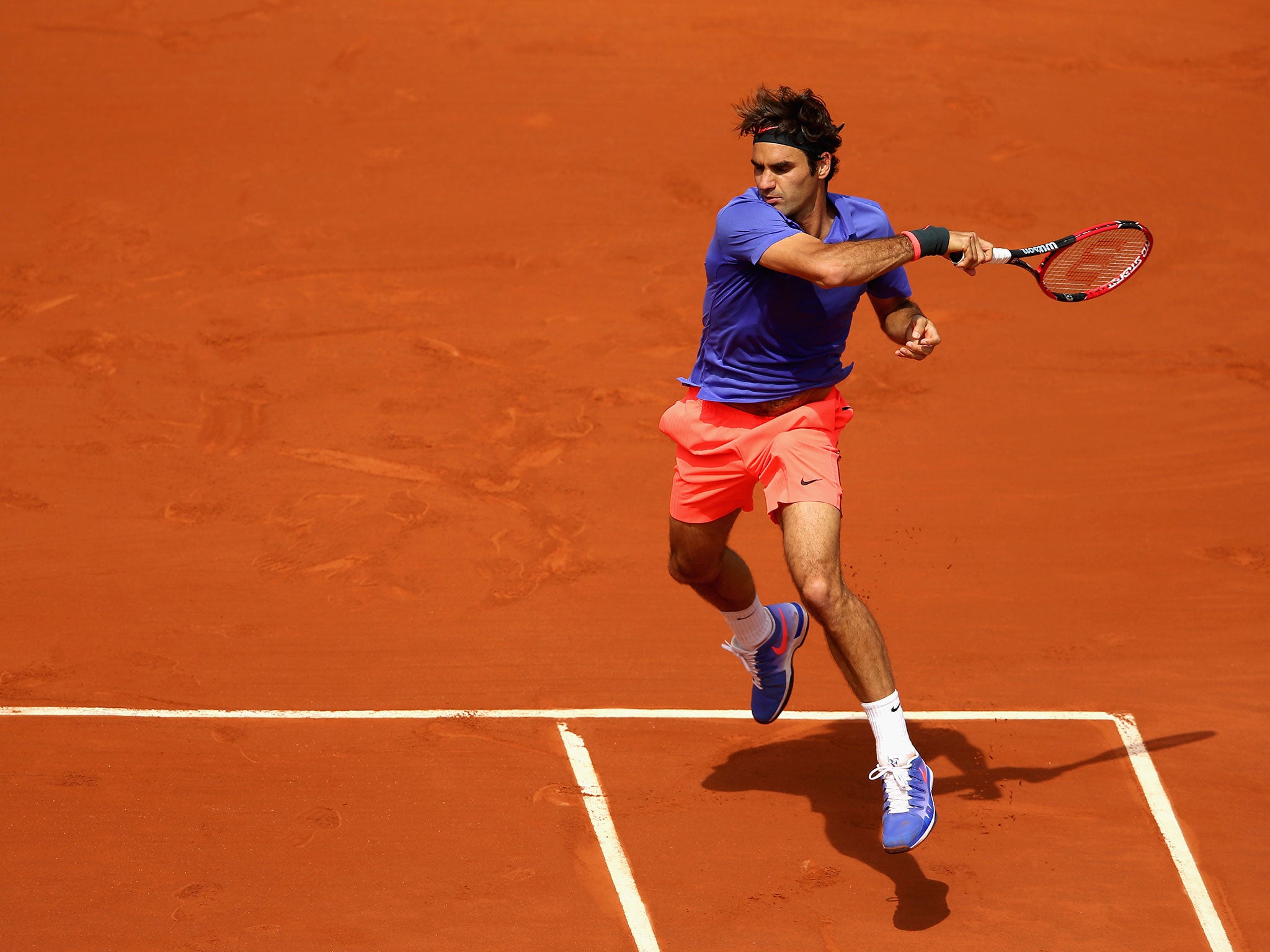 Roger Federer in action at the French Open