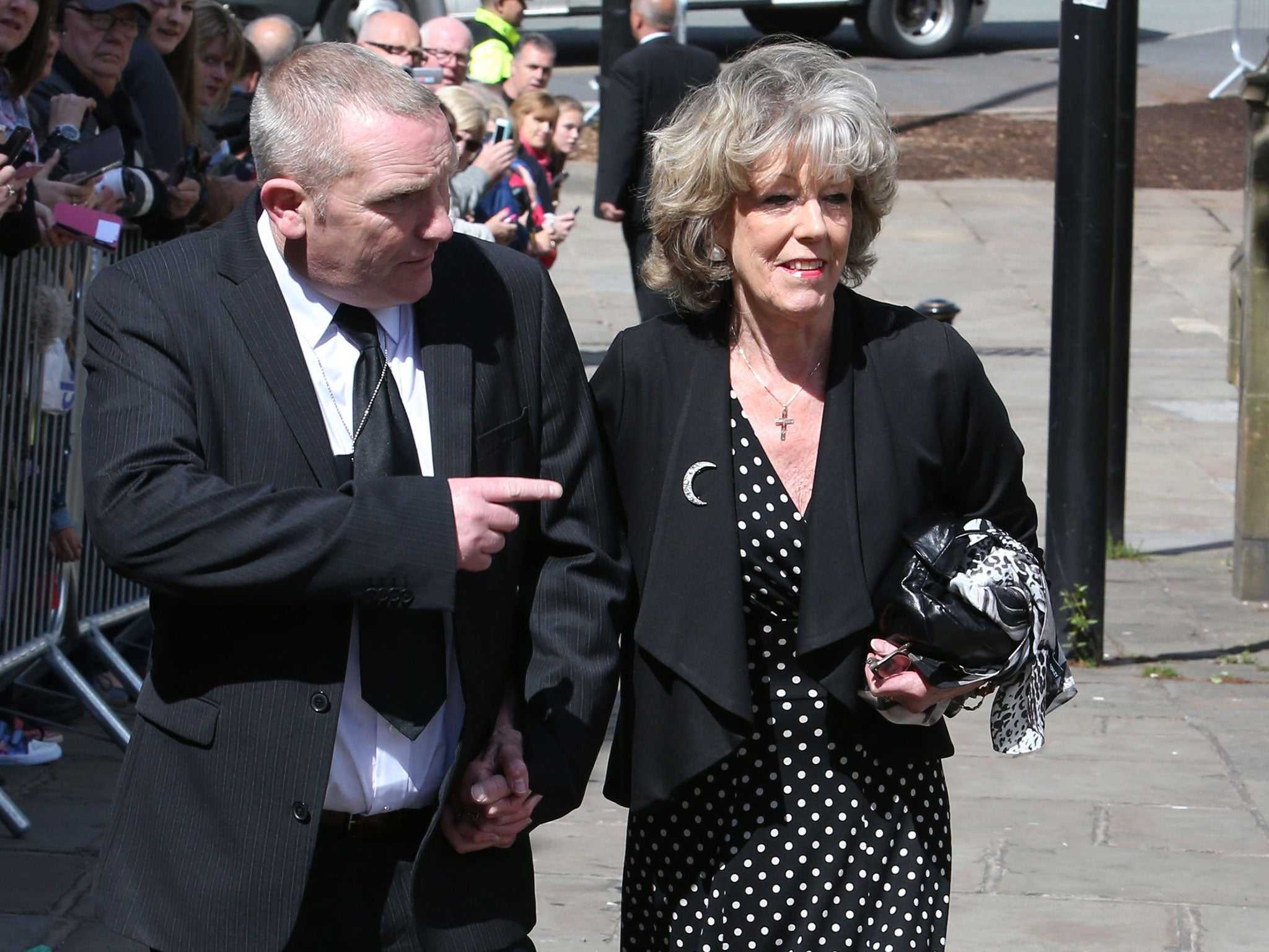 Sue Nicholls arriving for the memorial service (PA)