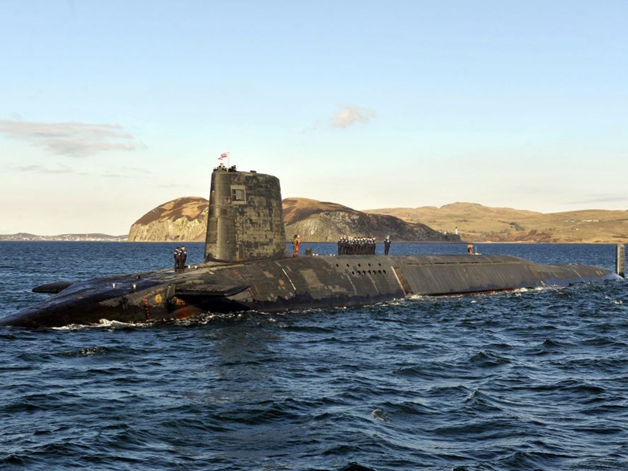 Trident nuclear submarine HMS Victorious patrolling off the coast of Scotland.