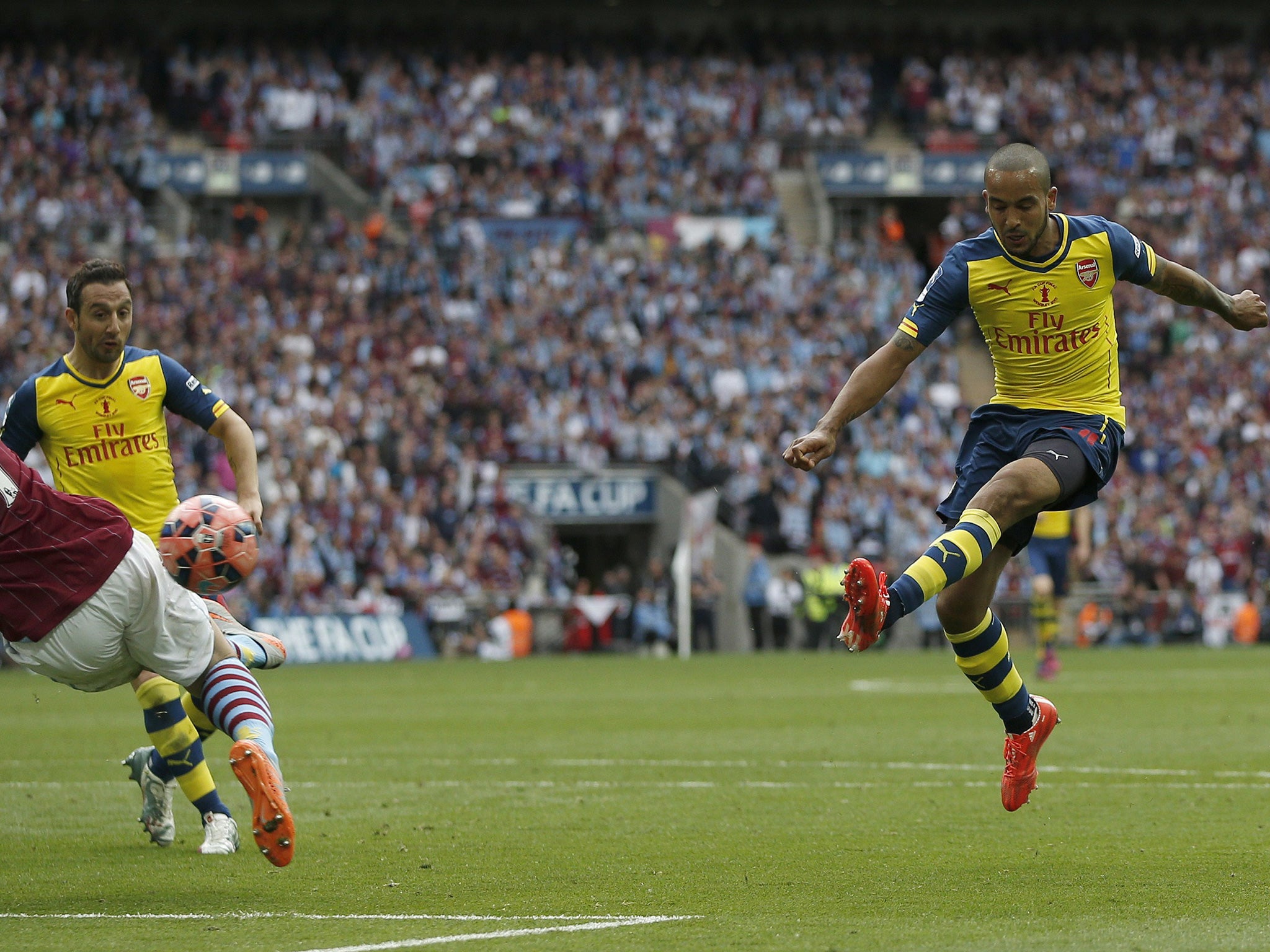 Walcott's left-footed volley broke the deadlock (AFP/Getty)