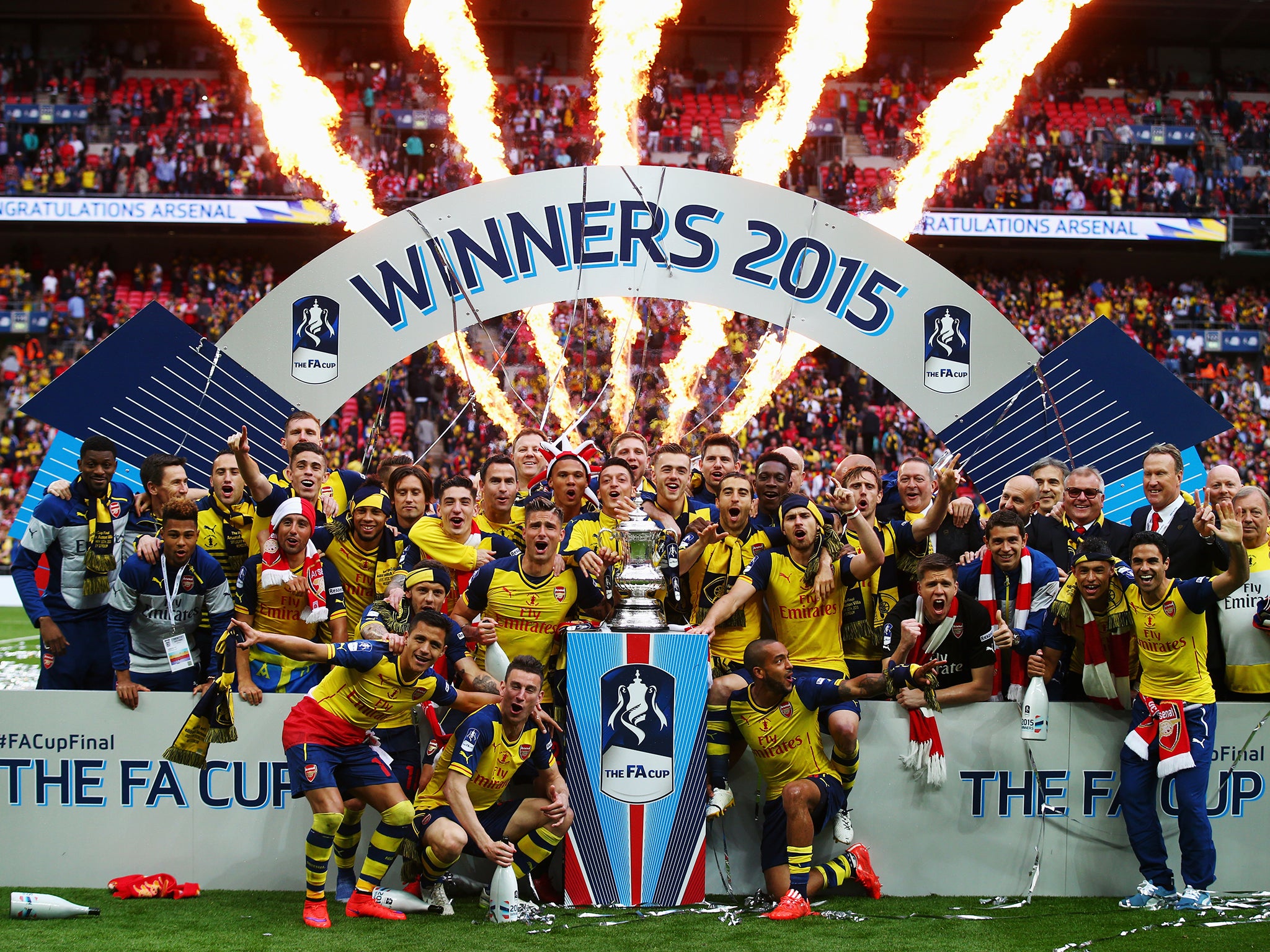 Arsenal celebrate their FA Cup success