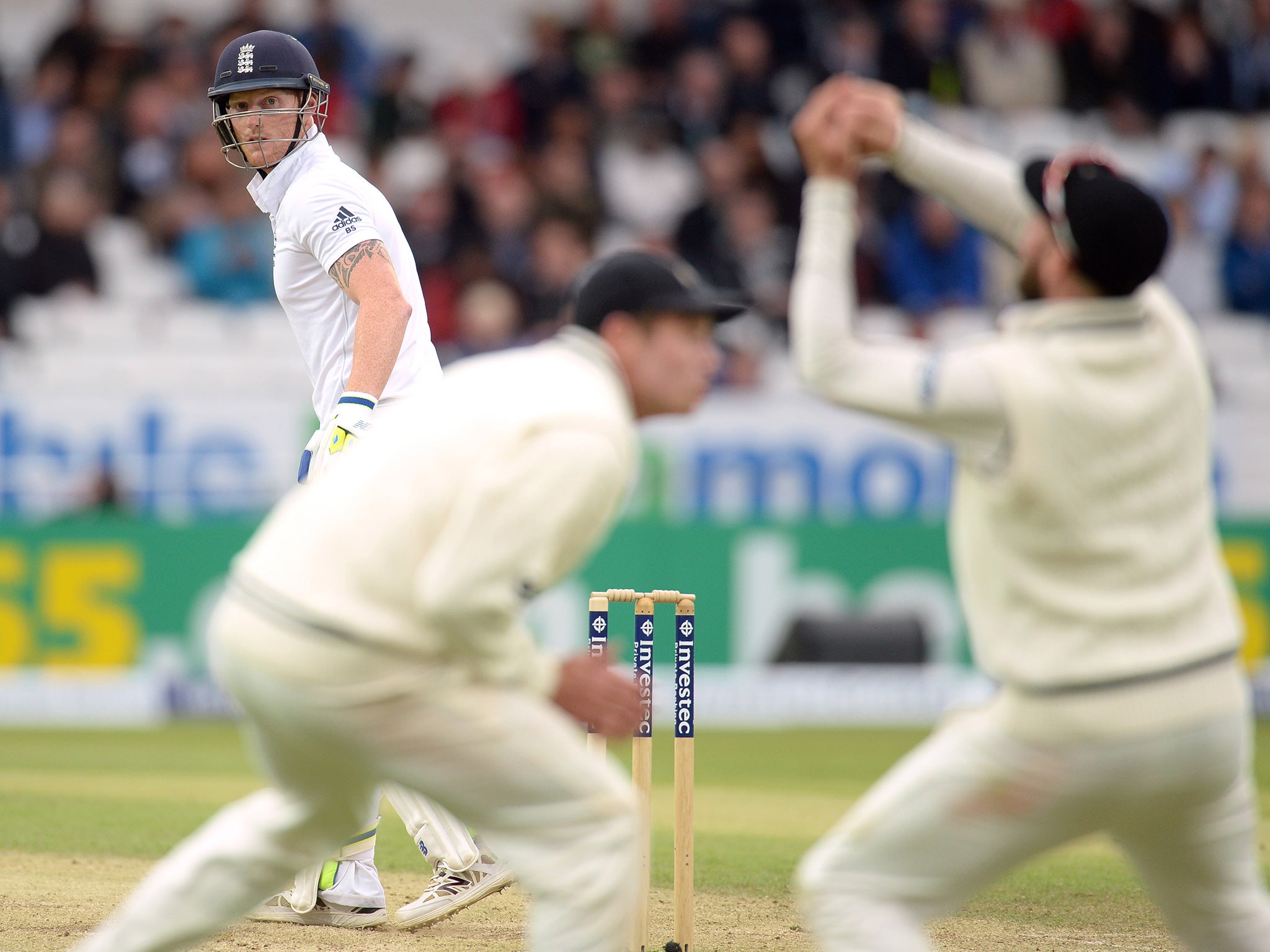 Ben Stokes is dismissed by Trent Boult