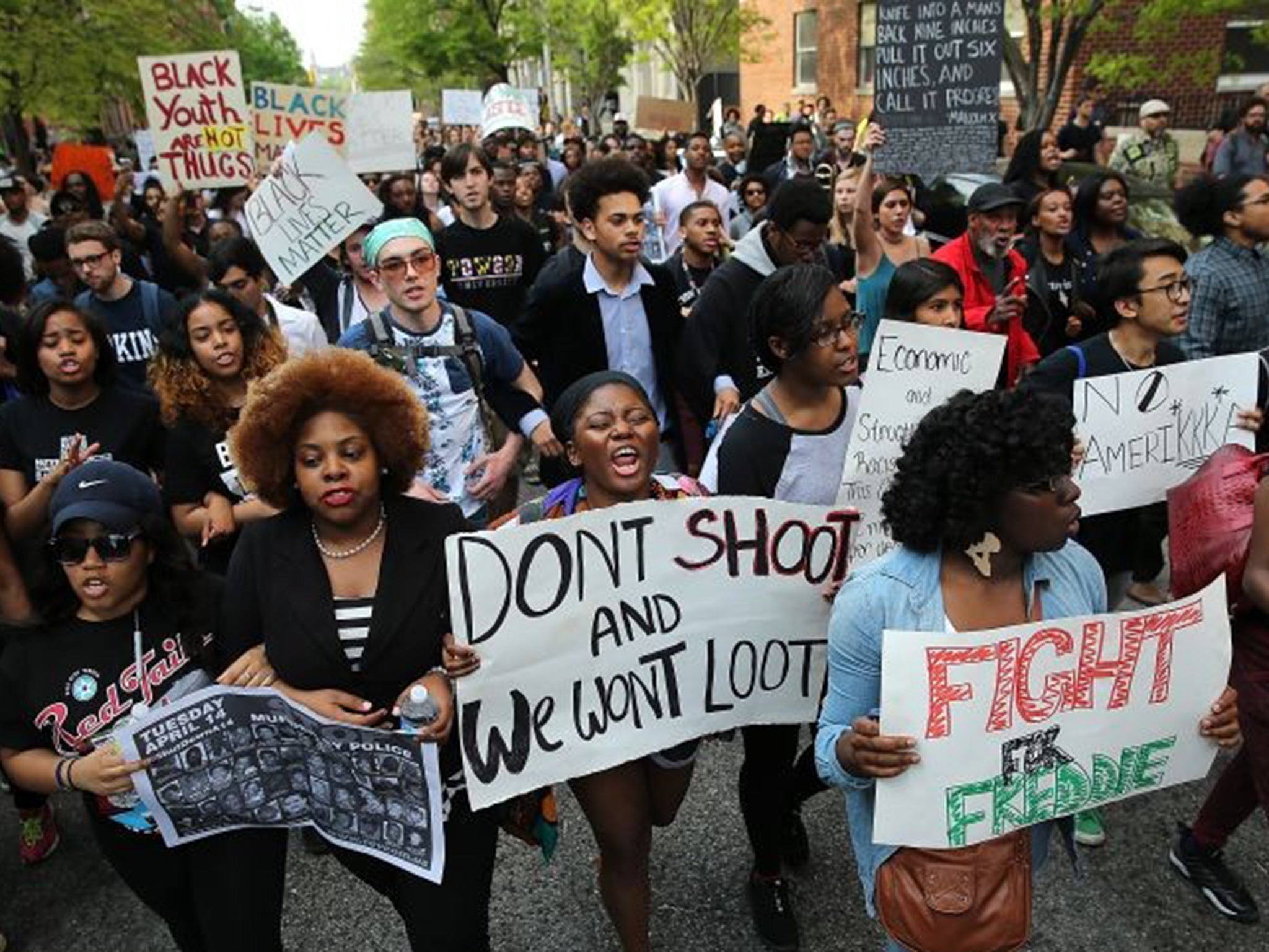 One of last month's protests after the death of Freddie Gray