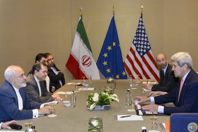 Iranian and US delegates in Geneva