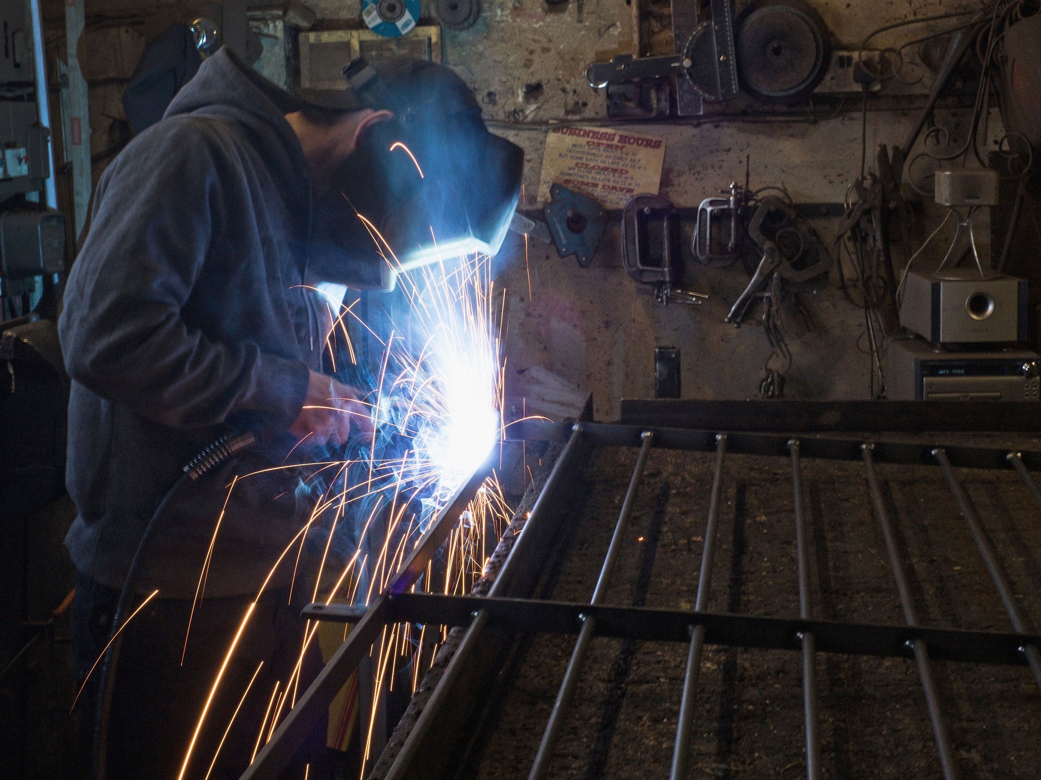 The robot was automatically welding metal sheets when the accident happened