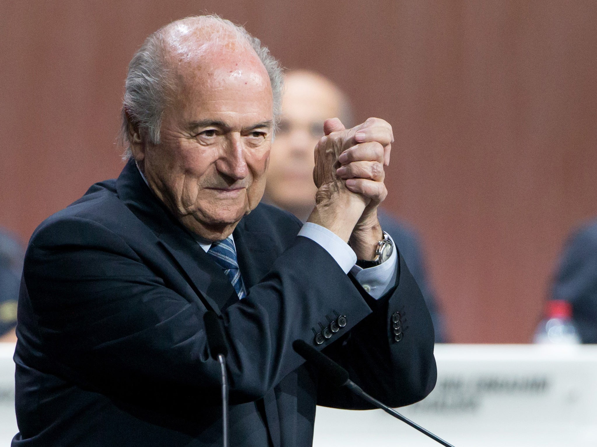 On Friday Mr Blatter was re-elected for a fifth term (Getty)