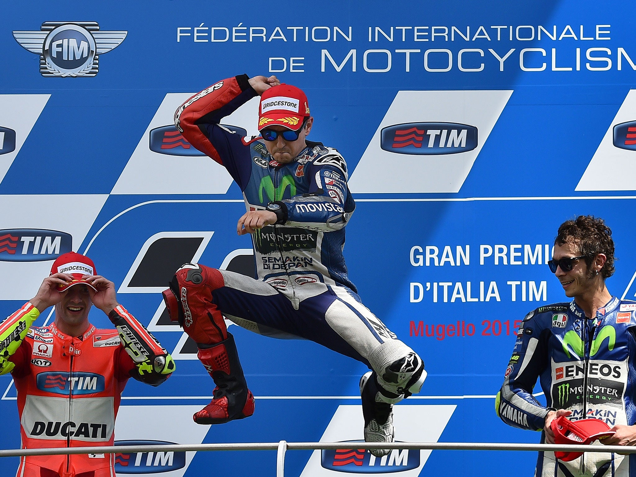 Jorge Lorenzo celebrates victory