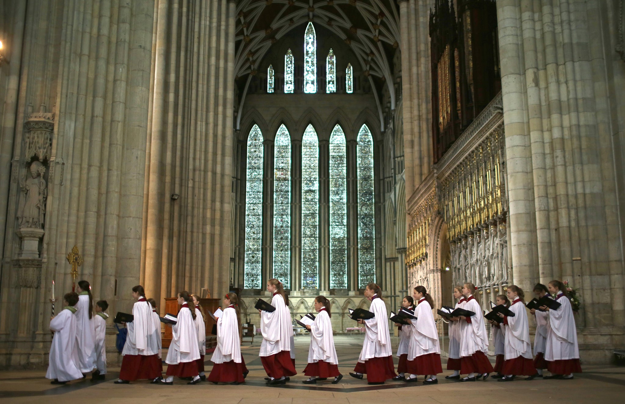 File image: The choir process through York Minster during a Eucharist Service