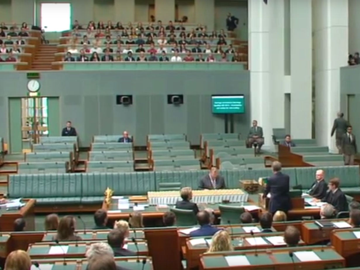 Bill Shorten introduces the marriage equality bill to near-empty government benches
