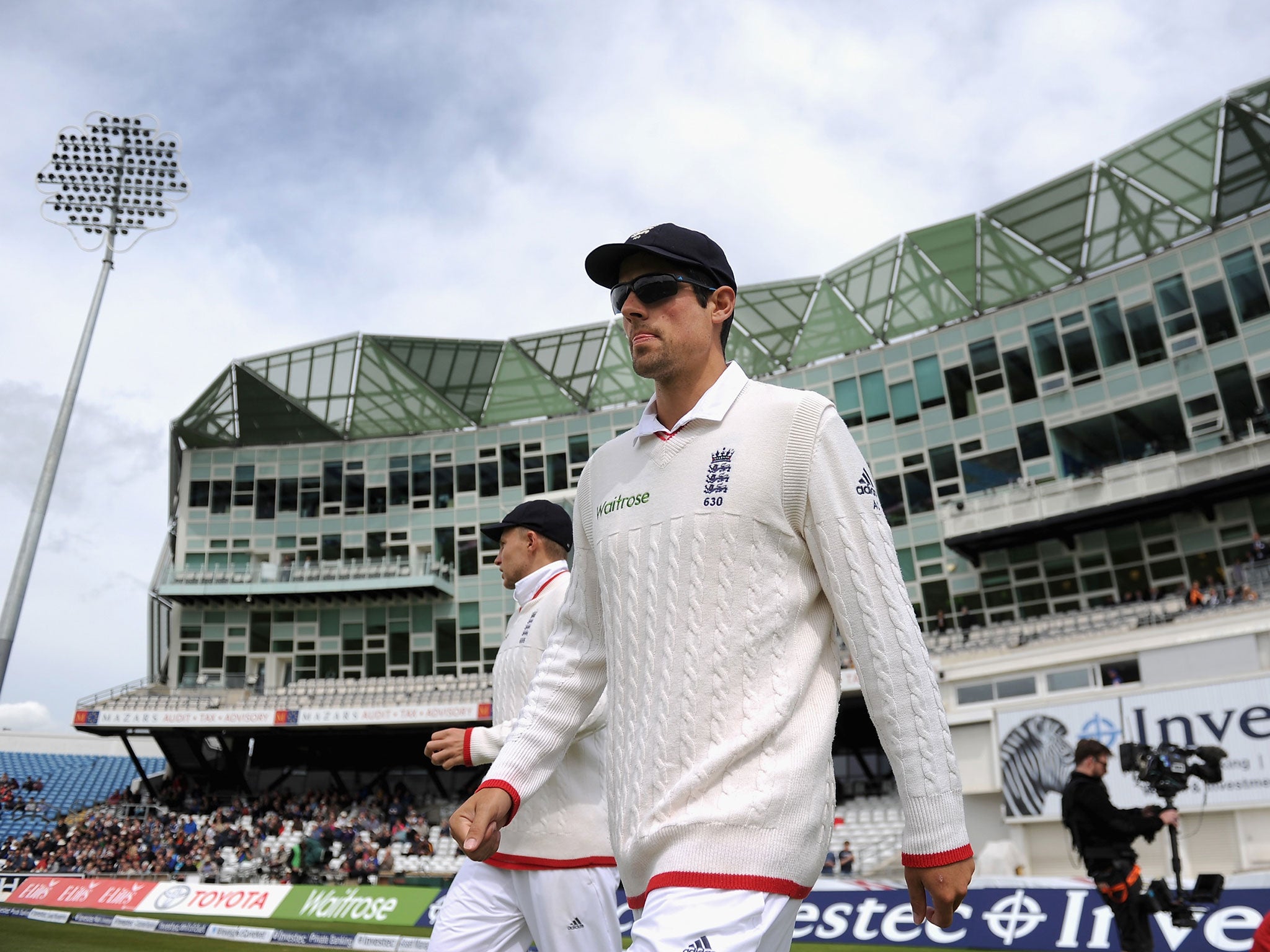 Alastair Cook pictures on the fourth day of the Test