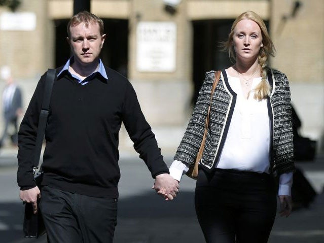 Former trader Tom Hayes arriving at Southwark Crown Court with his wife Sarah