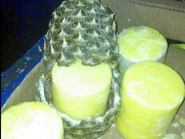 Spanish police found 200kg of cocain hidden inside a shipment of pineapples from Central America