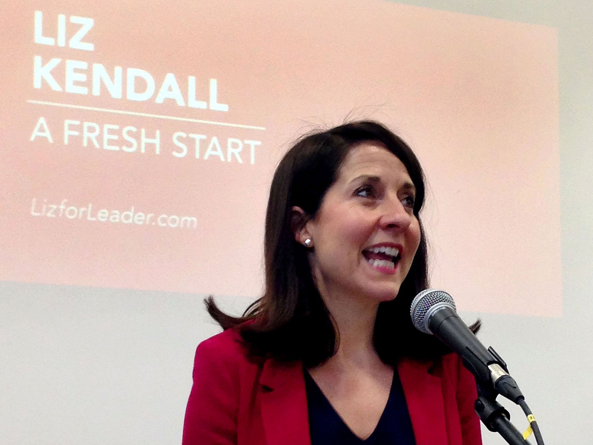 Labour leader contender Liz Kendall speaks at De Montfort University Leicester, where she made a pitch for party votes in the party's leadership contest