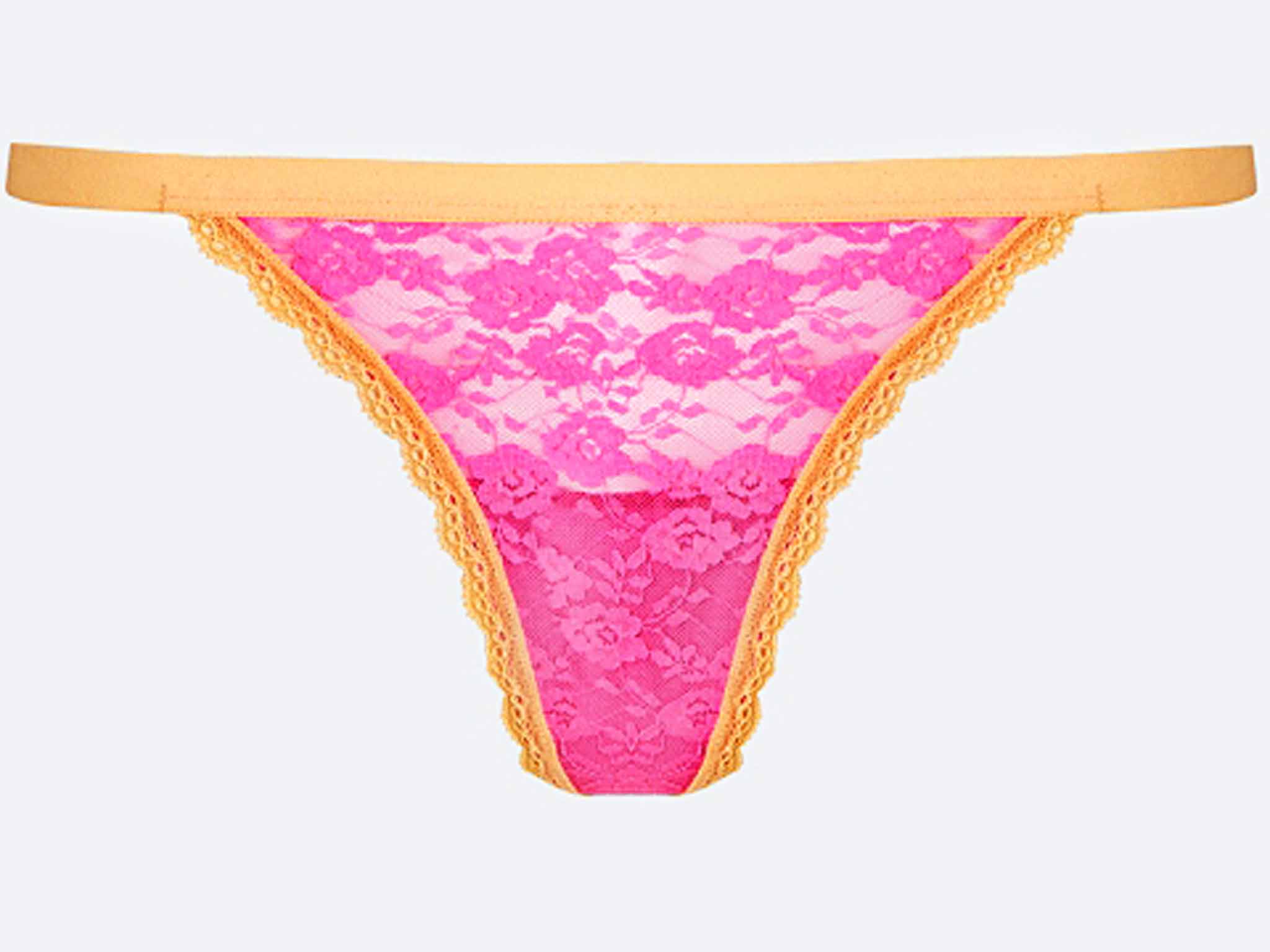 NEW! M&S Marks & Spencer fuchsia lace no VPL thong G-string knickers panties