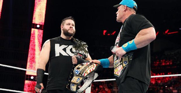 Cena confronts Owens after their Elimination Chamber battle