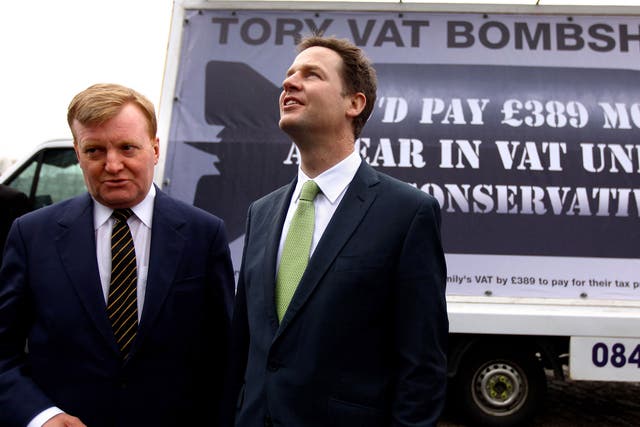 Charles Kennedy with Nick Clegg on the campaign trail ahead of the 2010 general election