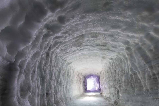 The tunnel extends 500m inside the glacier