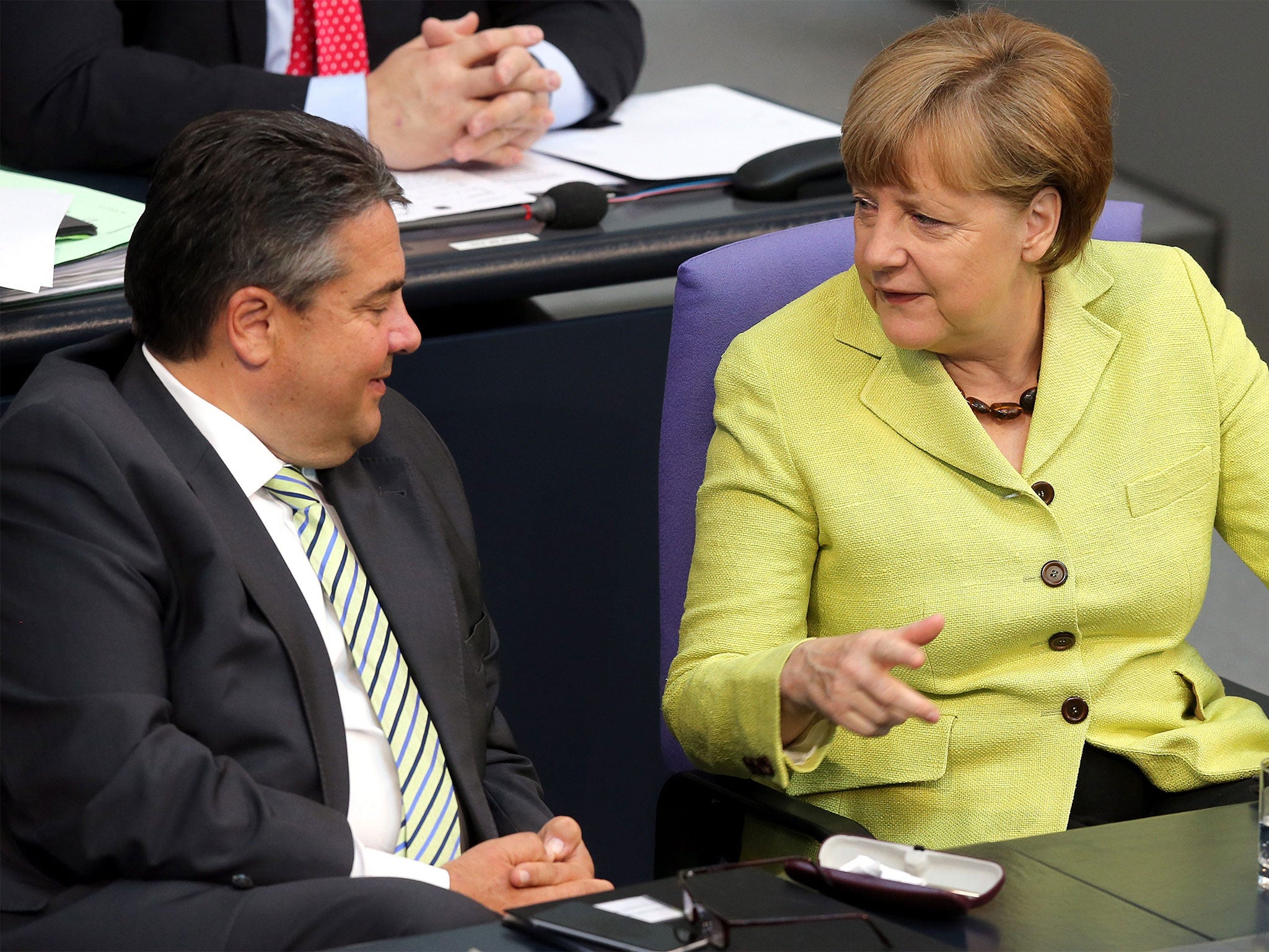 Sigmar Gabriel, left, says 'if the first brick were to break out of the European house, Europe would be in a completely different aggregate state'