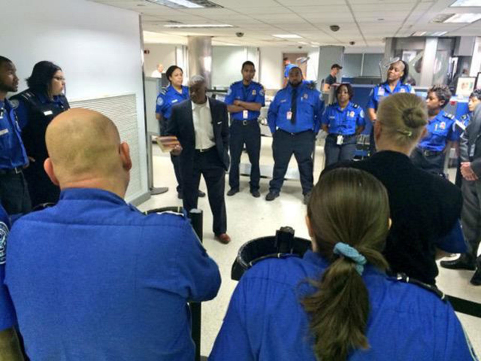 TSA Acting Administrator Melvin Carraway meets with TSA officers at New Orleans International Airport