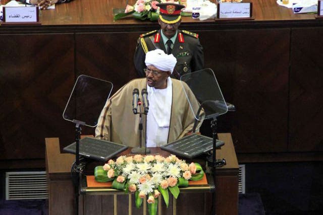 President Omar al-Bashir is sworn in at the National Assembly in Khartoum yesterday