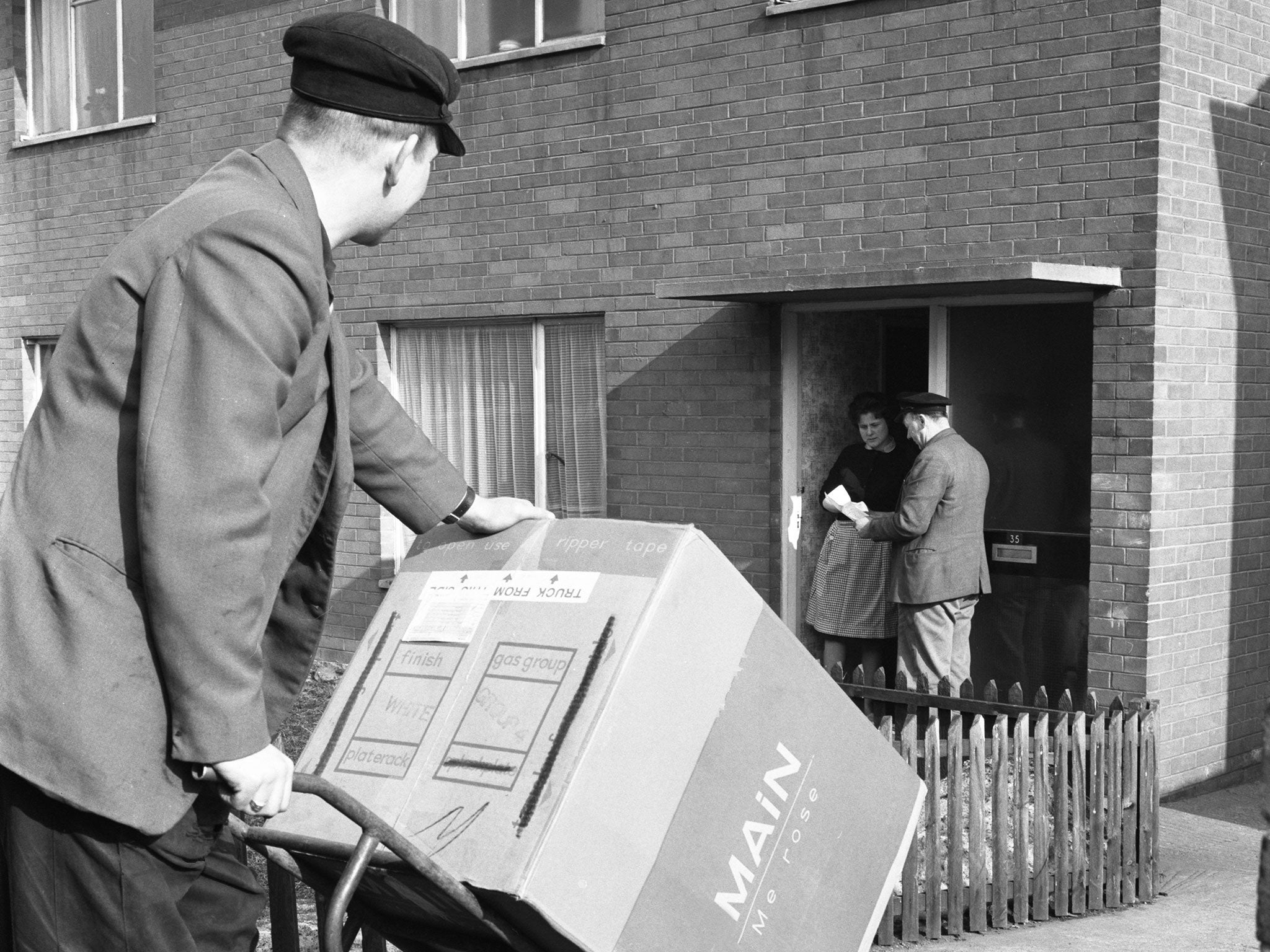 A Gas Board delivery in the 1960s. Today’s retailers are increasingly looking to use their own staff again to deliver big ticket items