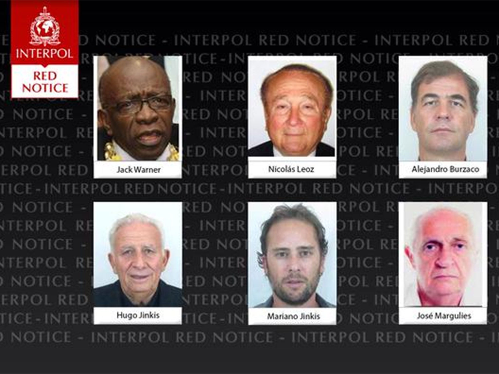 Interpol issued mugshots of the wanted officials