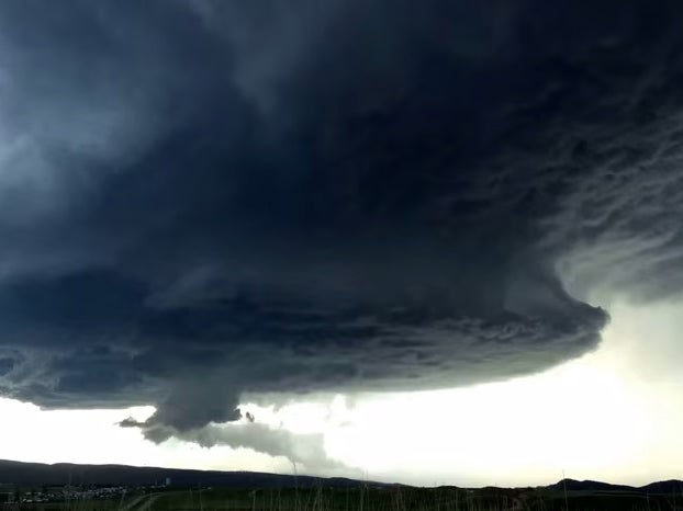 Still from time-lapse video of a supercell thunderstorm in South Dakota