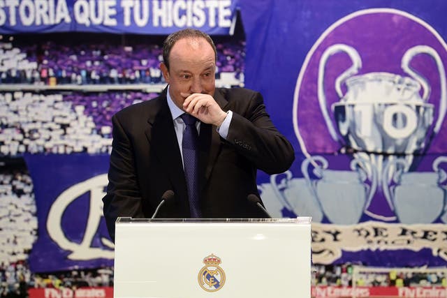 Rafa Benitez pictured at his unveiling as Real Madrid manager