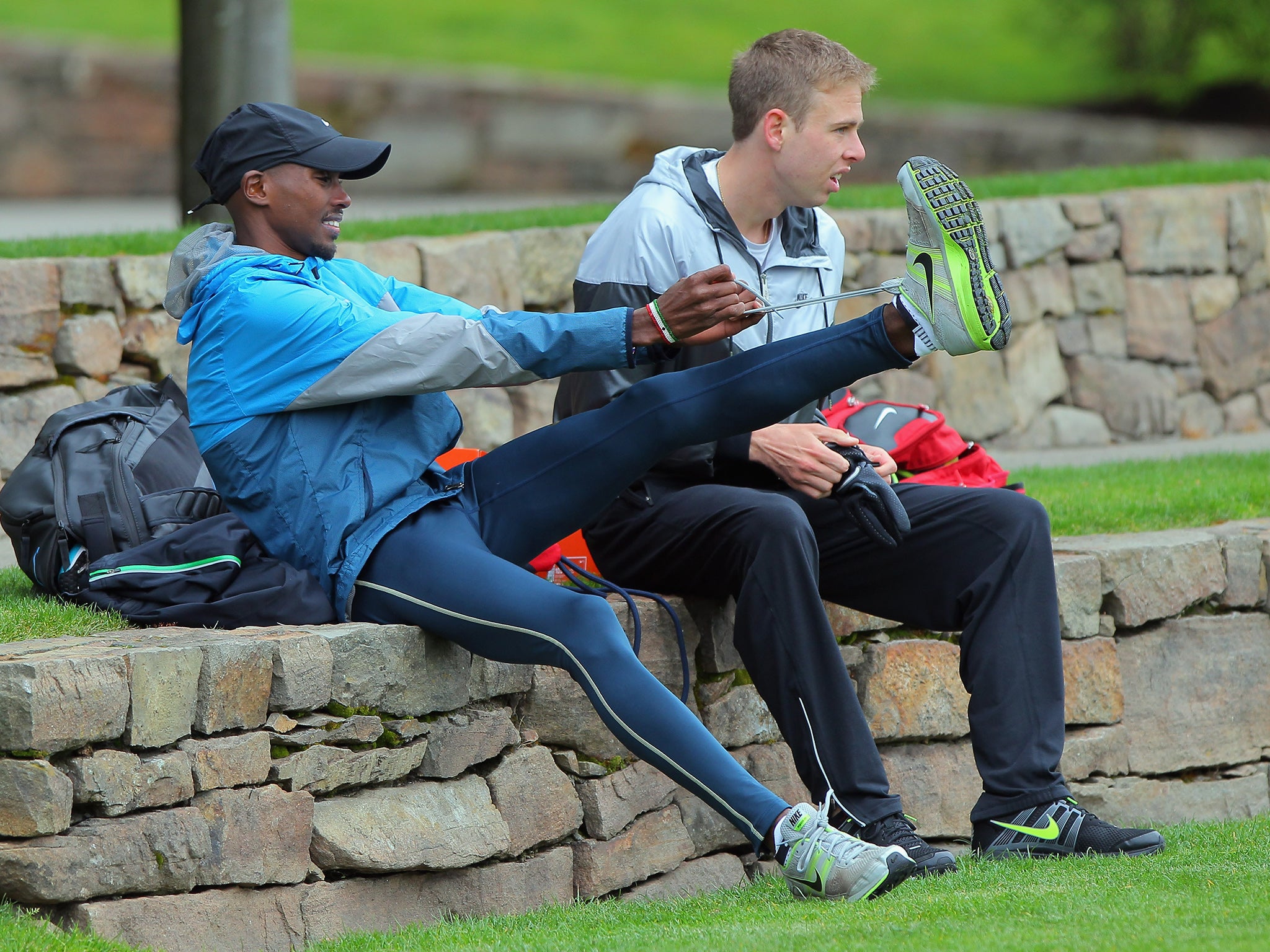 Farah with Galen Rupp in training camp in 2013