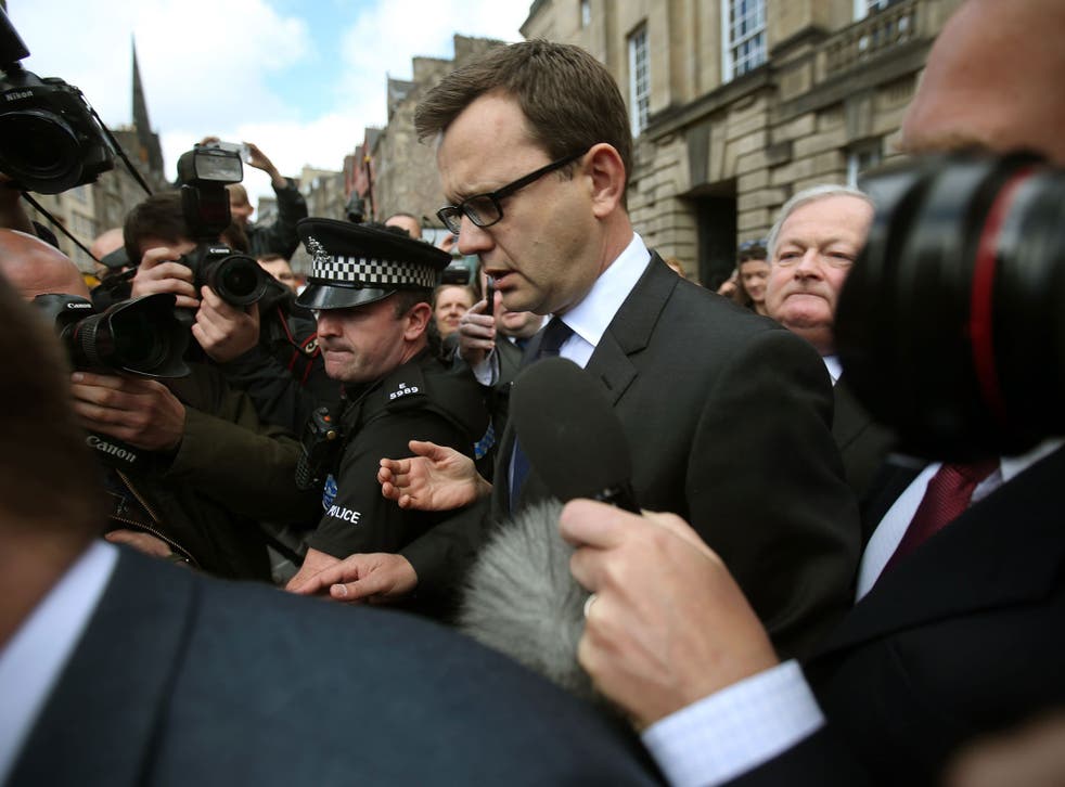 Andy Coulson leaves the High Court in Edinburgh, after the judge stopped his trial after five days of legal argument