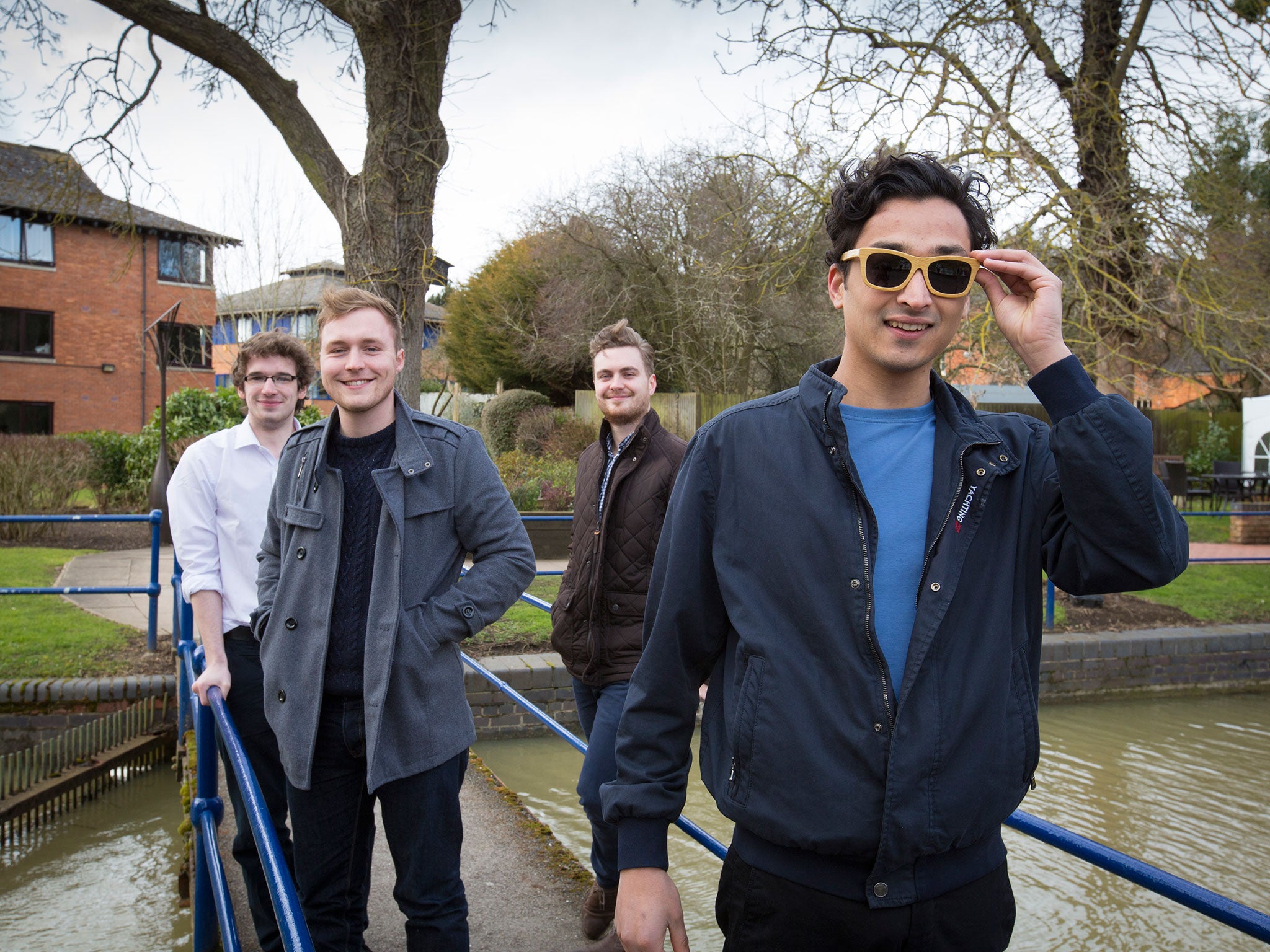 A capital idea: from left, Matthew Campbell, Tom Bowen, Sean Ruane and Shamal Patel in his bamboo sunglasses