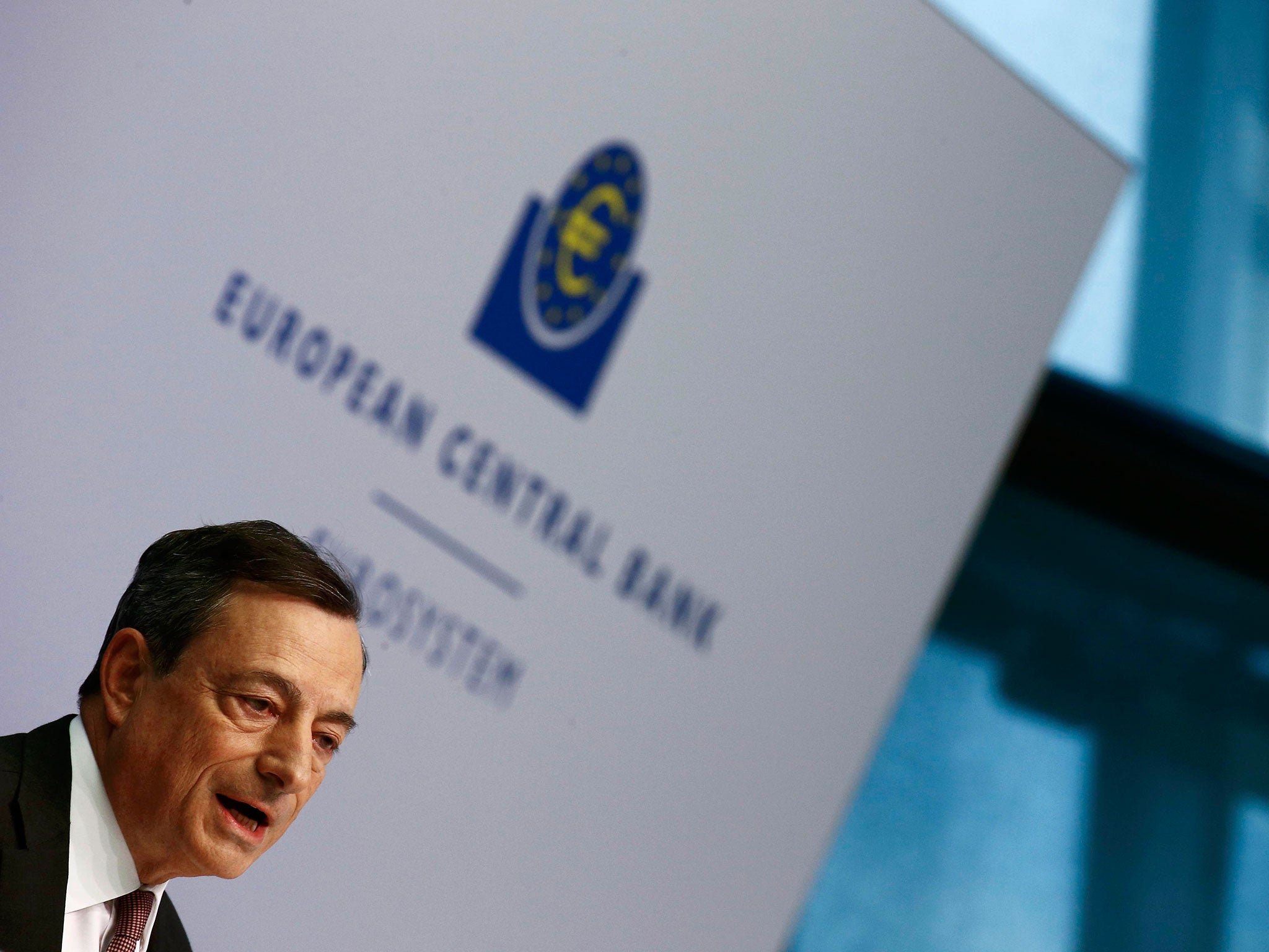 Mario Draghi inisted the recovery was ‘on track’ at the ECB press conference in Frankfurt