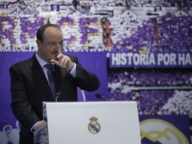 Rafa Benitez is lost for words during his press conference