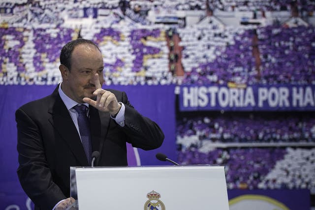 Rafa Benitez is lost for words during his press conference