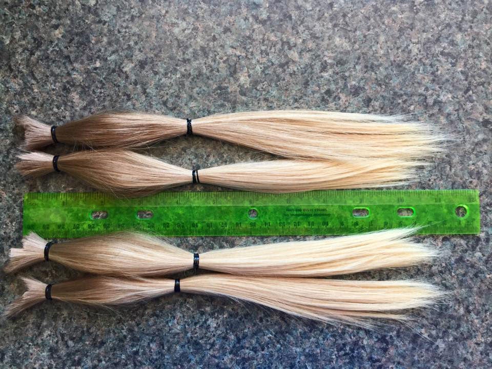 Of the locks Christian donated 3 were 11 inches while a fourth was 12 inches long (credit: Facebook)