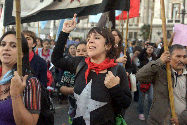 Women take part in the 'Ni una menos' demonstration in Buenos Aires