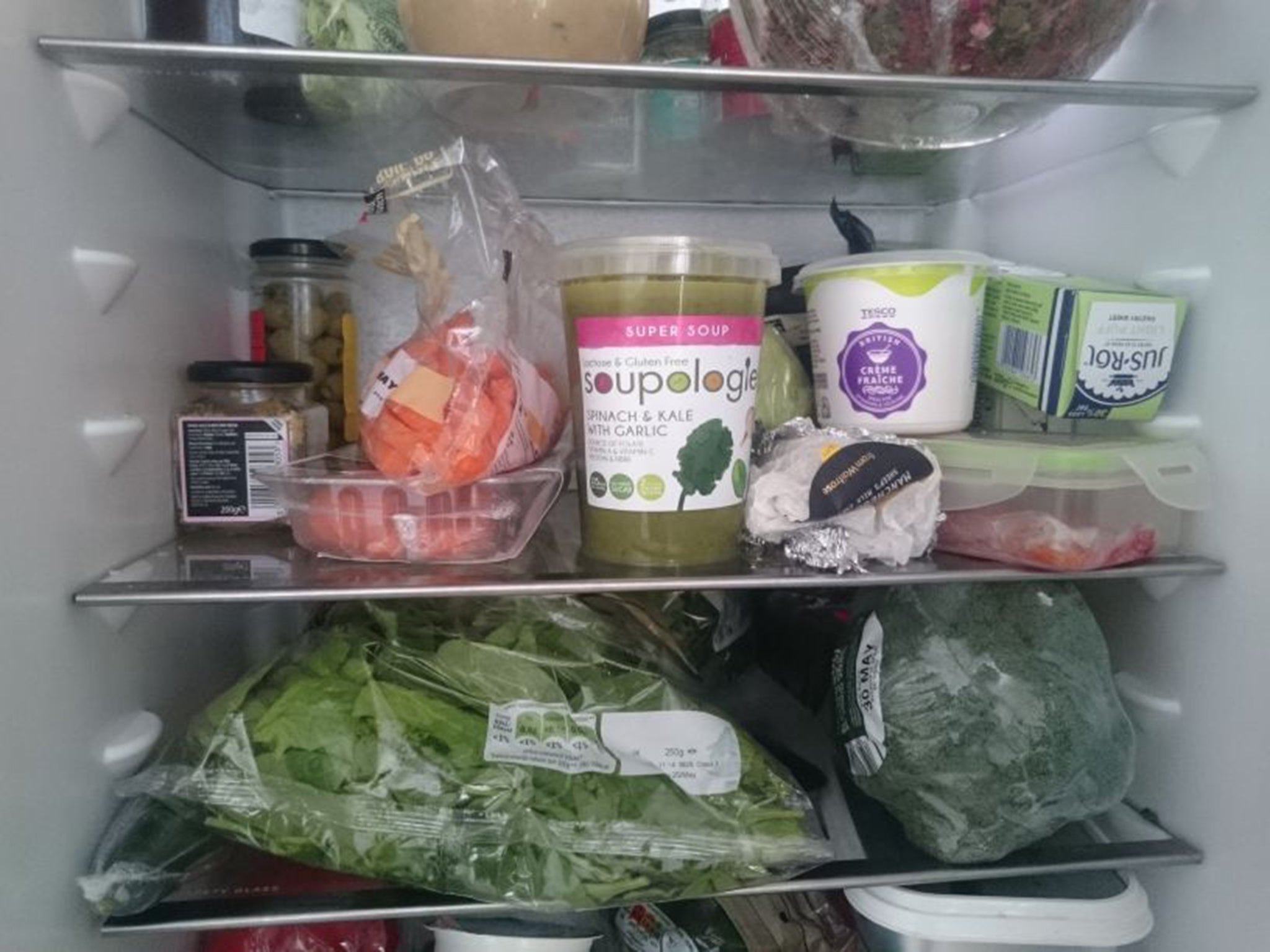 Samuel Muston’s fridge, which shows that he’s busy, health-conscious – and looks good naked, according to an expert assessment