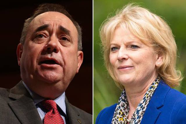 Treasury minister Anna Soubry, right, did not think much of Alex Salmond's speech, calling out to him to get a move on