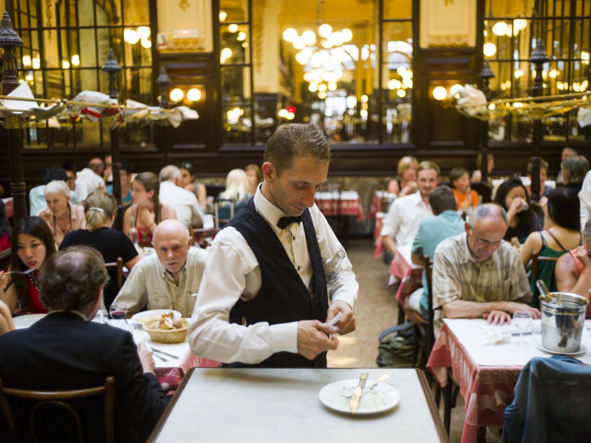 In France there are fewer waiters per diner than you would find in most UK establishments