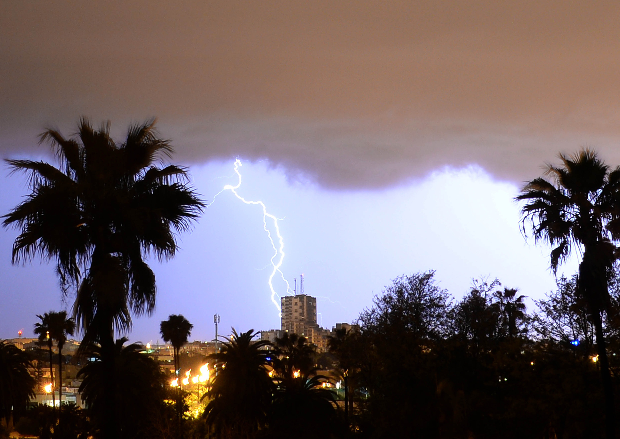 Lightning strikes over Rabat, the capital of Morocco