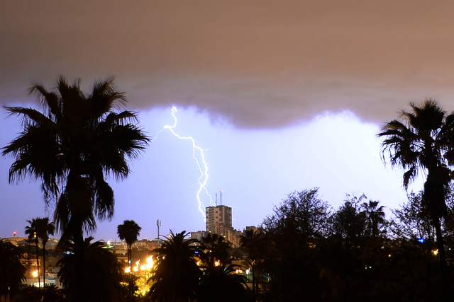 Lightning strikes over Rabat, the capital of Morocco