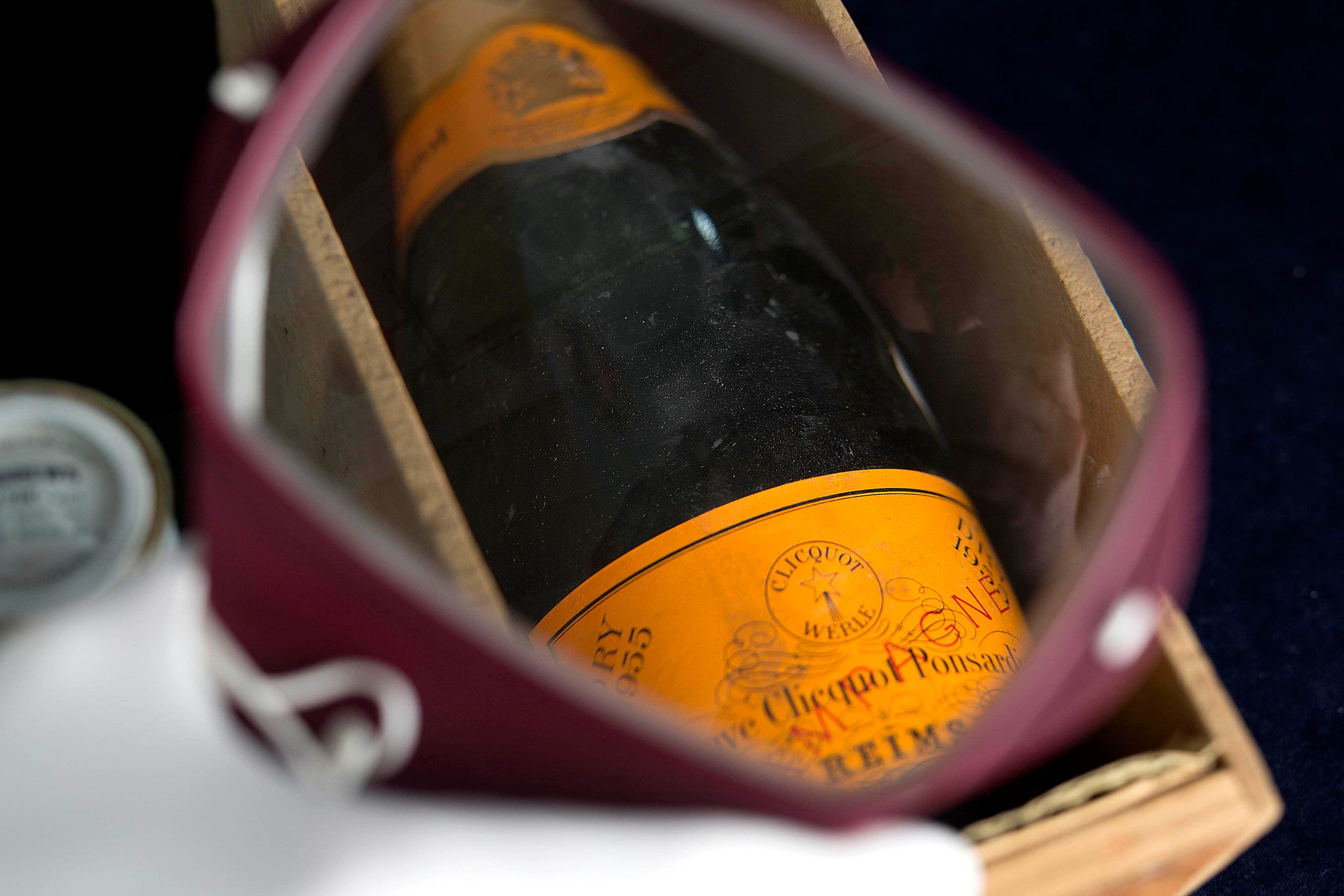 Veuve Cliquot champagne seized at the hideout of the Great Train Robbery gang is included in the exhibition