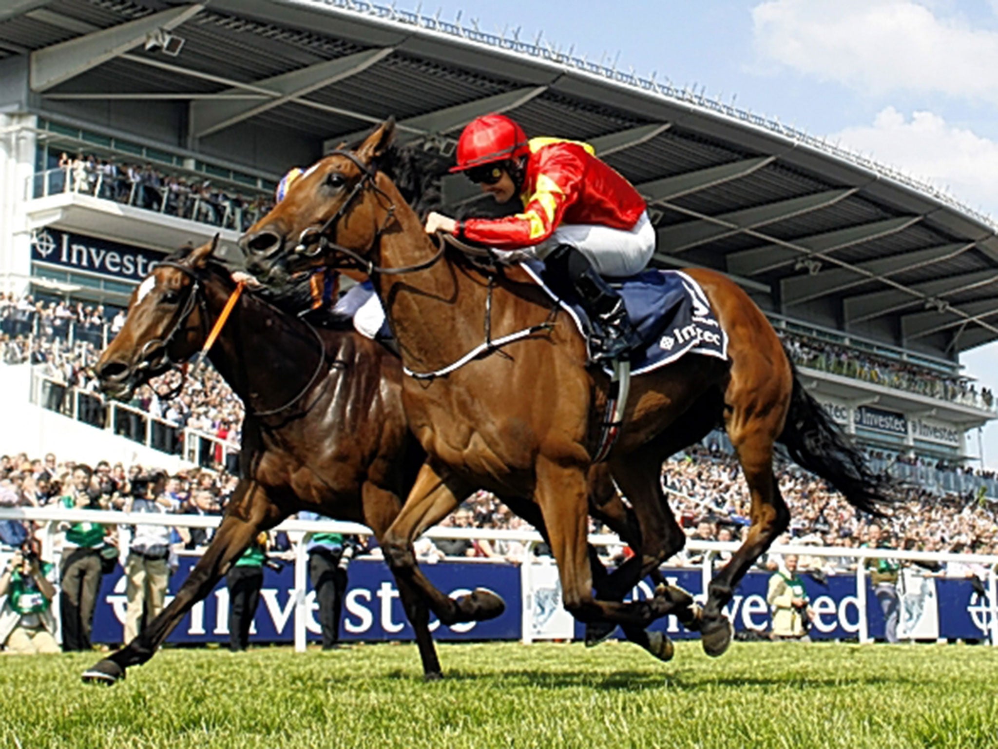 Qualify (right) snatches victory from Legatissimo by a short-head in the Oaks at Epsom