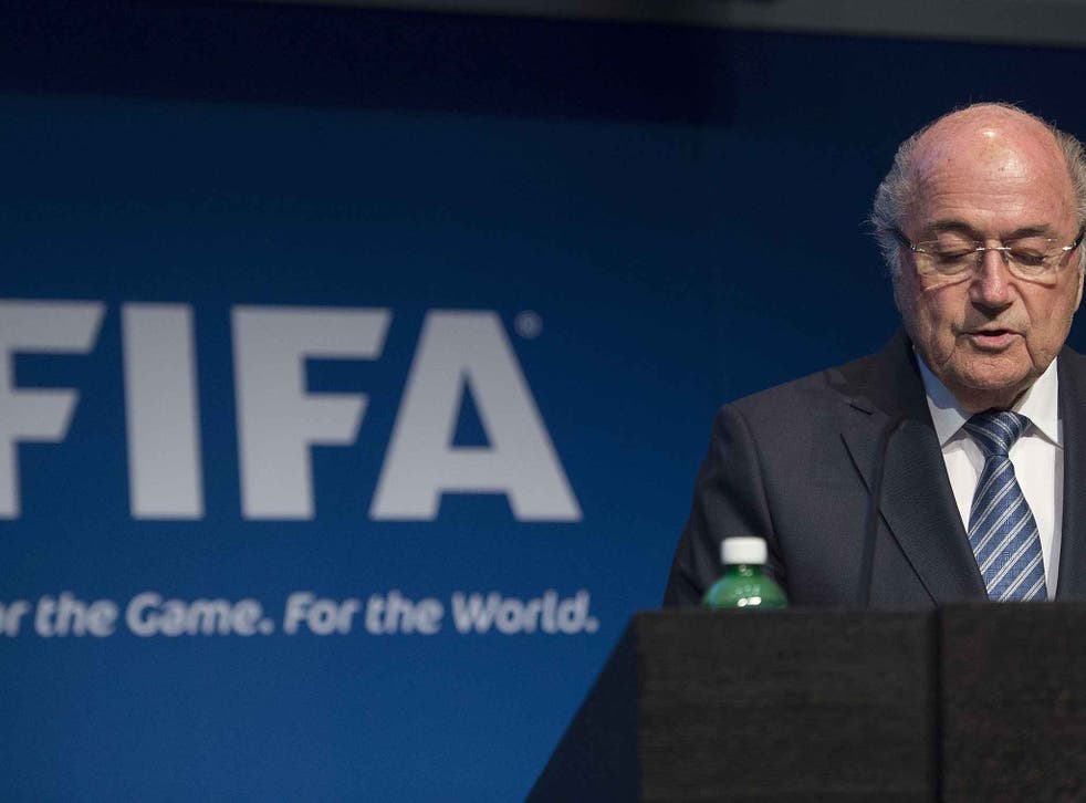 Sepp Blatter during his resignation address