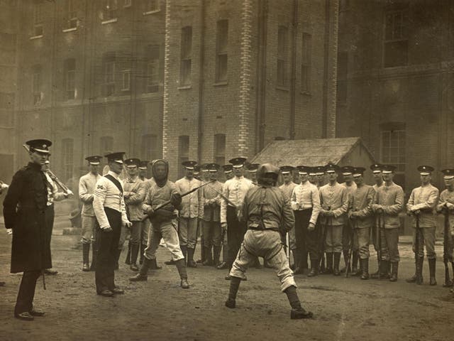 Bayonet practice at Chelsea Barracks 1911/12