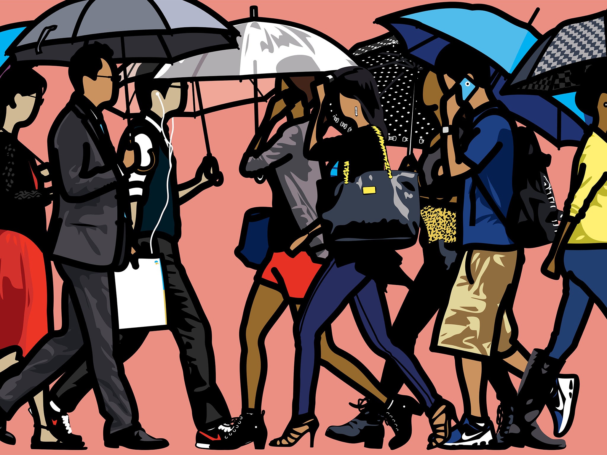 Julian Opie’s ‘Walking in the Rain, London’