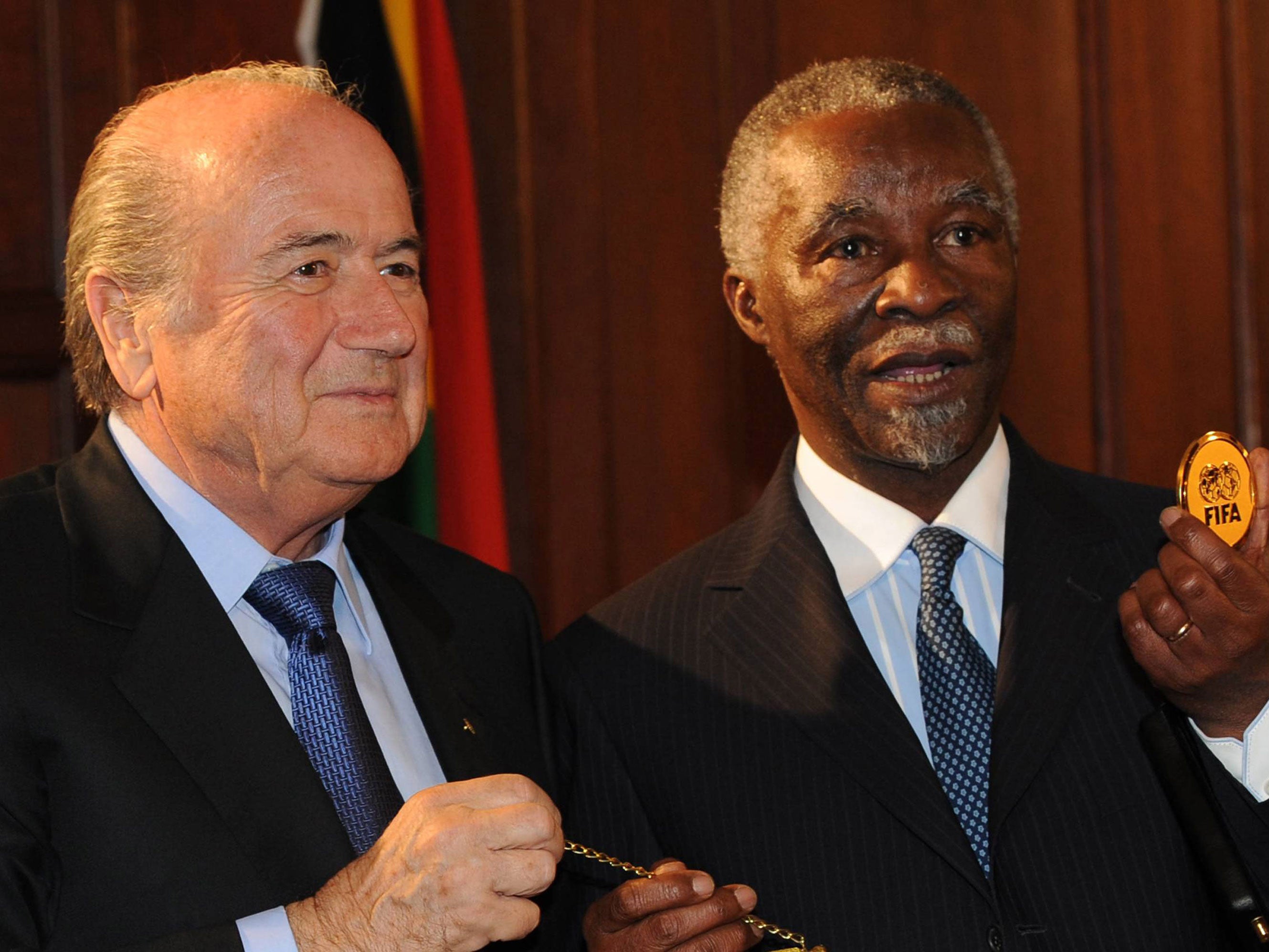 Fifa President Sepp Blatter with South African President Thabo Mbeki in 2008