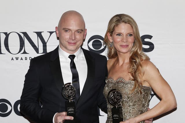 Michael Cerveris, winner of the award for Best Performance by an Actor in a Leading Role in a Musical for 'Fun Home,' and Kelli O'Hara, winner of the award for Best Performance by an Actress in a Leading Role in a Musical for 'The King and I'  