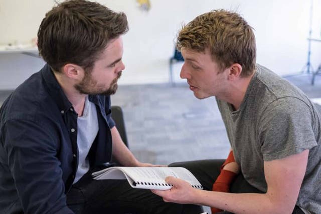 Peter Hannah and Tom Varey in rehearsal for 'One Arm'