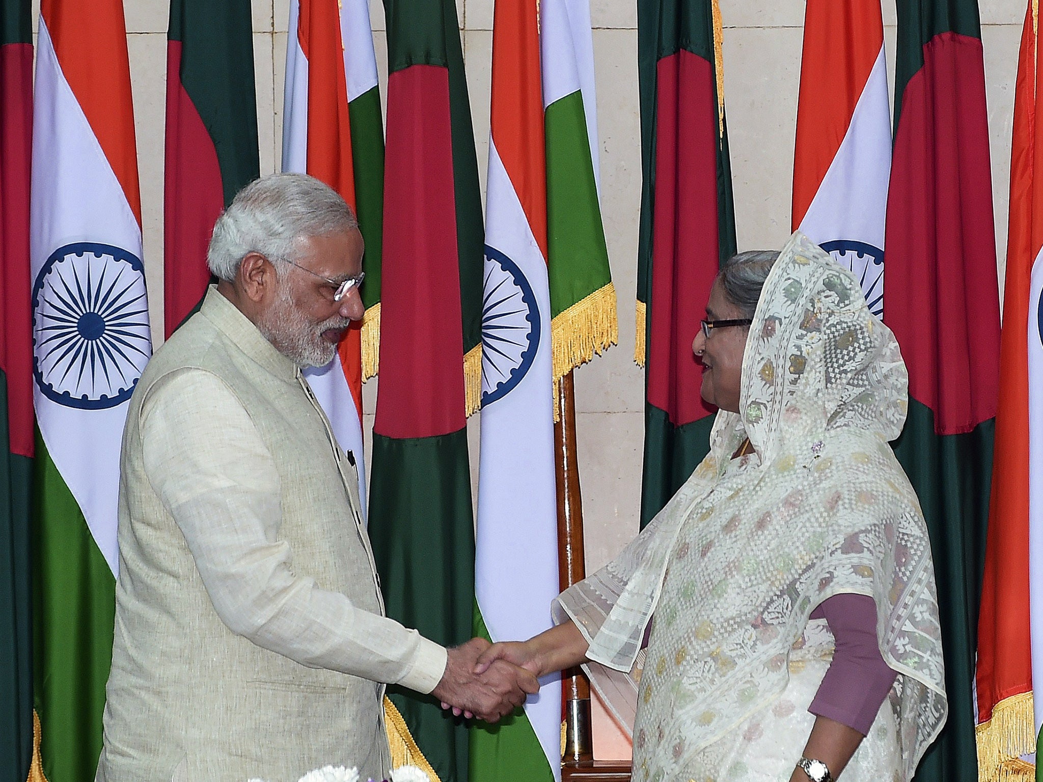 The outcry has been triggered by Narendra Modi meeting with Sheikh Hasina